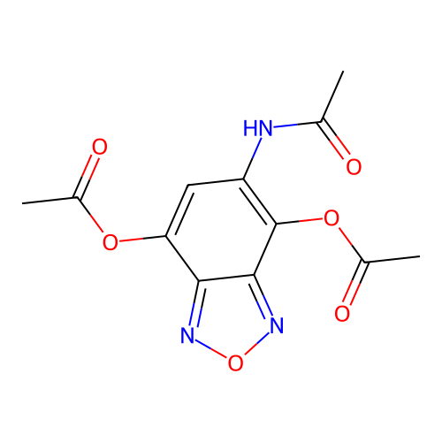 (5-Acetamido-4-acetyloxy-2,1,3-benzoxadiazol-7-yl) acetate structure