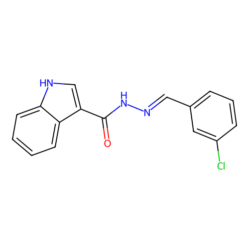 N-[(3-chlorophenyl)methylideneamino]-1H-indole-3-carboxamide structure