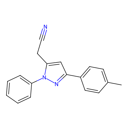 [2-Phenyl-5-(p-tolyl)-2H-pyrazol-3-yl]acetonitrile structure