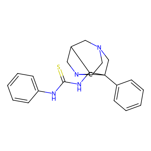 1-Phenyl-9-(3-phenylthioureido)-3,6-diazahomoadamantane structure
