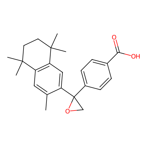 4-[2-(5,6,7,8-Tetrahydro-3,5,5,8,8-pentamethyl-2-naphthalenyl)-2-oxiranyl]benzoic acid structure