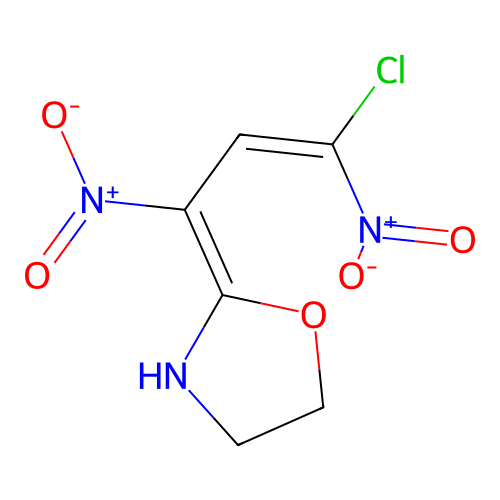 (E)-2-((E)-3-chloro-1,3-dinitroallylidene)oxazolidine structure