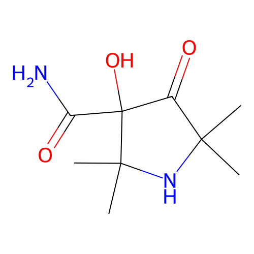3-Hydroxy-2,2,5,5-tetramethyl-4-oxopyrrolidine-3-carboxamide structure