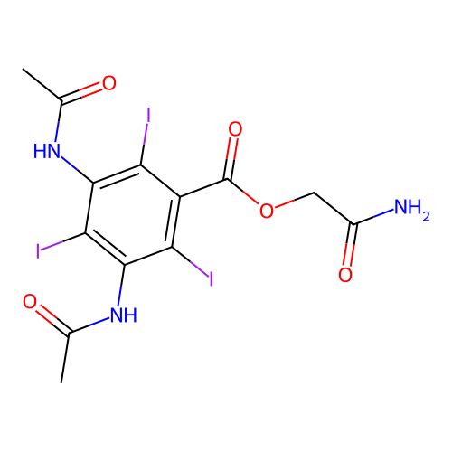 2-Amino-2-oxoethyl 3,5-diacetamido-2,4,6-triiodobenzoate structure