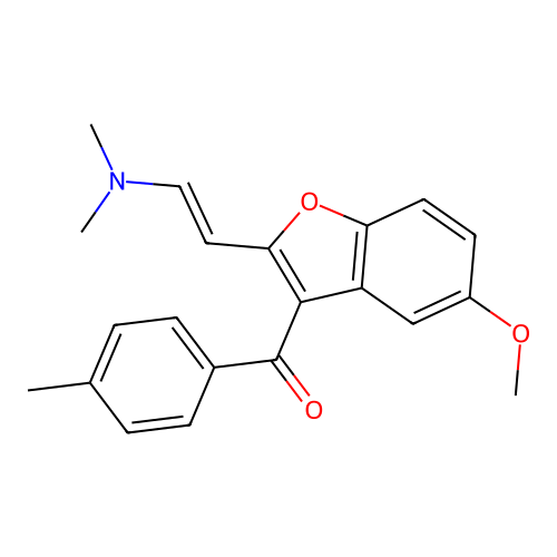 (E)-(2-(2-(dimethylamino)vinyl)-5-methoxybenzofuran-3-yl)(p-tolyl)methanone structure