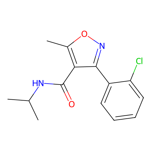 3-(2-chlorophenyl)-5-methyl-N-(propan-2-yl)-1,2-oxazole-4-carboxamide structure