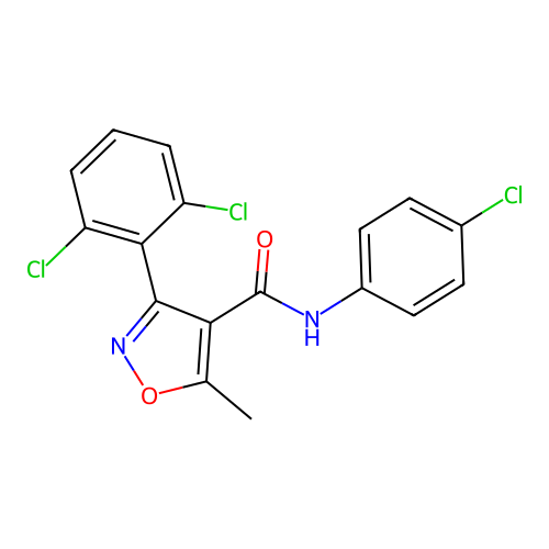 N-(4-chlorophenyl)-3-(2,6-dichlorophenyl)-5-methyl-1,2-oxazole-4-carboxamide structure
