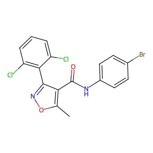 N-(4-bromophenyl)-3-(2,6-dichlorophenyl)-5-methyl-1,2-oxazole-4-carboxamide structure