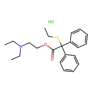 Benzeneacetic acid, alpha-(ethylthio)-alpha-phenyl-, 2-(diethylamino)ethyl ester, hydrochloride structure