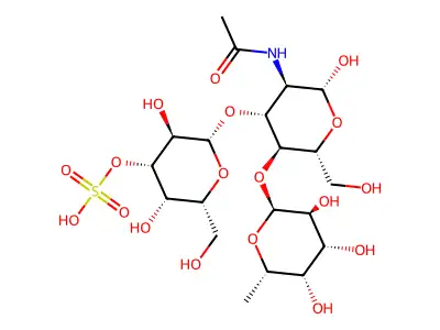 alpha-L-Fucp-(1->4)-(beta-D-Galp3S-(1->3))-beta-D-GlcpNAc structure