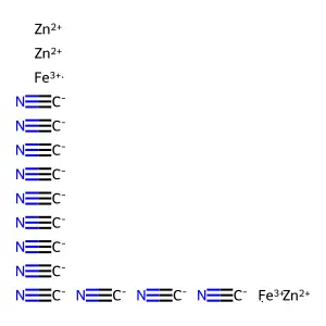 Iron(3+) zinc cyanide (2/3/12) structure