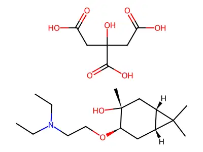 Bicyclo(4.1.0)heptan-3-ol, 4-(2-(diethylamino)ethoxy)-3,7,7-trimethyl-, (1S-(1-alpha,3-beta,4-alpha,6-alpha))-, 2-hydroxy-1,2,3-propanetricarboxylate (1:1) (salt) structure