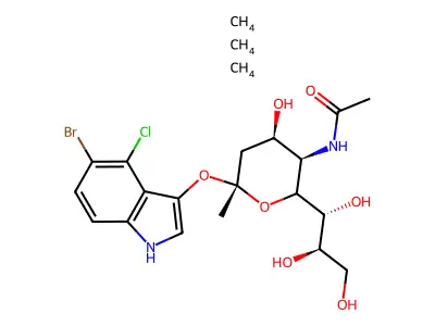 (2S,4S,5R,6R)-5-acetamido-2-((5-bromo-4-chloro-1H-indol-3-yl)oxy)-4-hydroxy-6-((1R,2R)-1,2,3-trihydroxypropyl)tetrahydro-2H-pyran-2-carboxylic acid structure