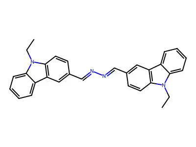 1-(9-ethylcarbazol-3-yl)-N-[(9-ethylcarbazol-3-yl)methylideneamino]methanimine structure