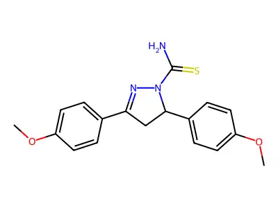 3,5-Bis(4-methoxyphenyl)-4,5-dihydro-1H-pyrazole-1-carbothioamide structure