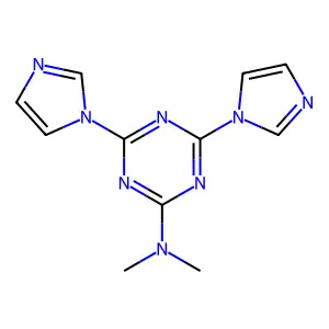 2-N,N-Dimethylamino-4,6-bis(1-H-imidazol-1-yl)-1,3,5-triazine structure