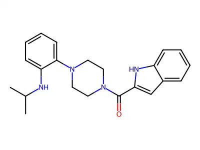 Piperazine, 1-(1H-indol-2-ylcarbonyl)-4-(2-((1-methylethyl)amino)phenyl)- structure