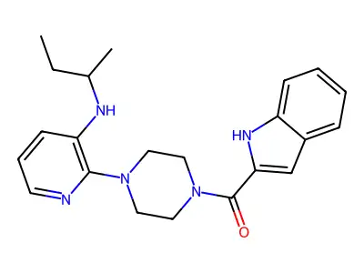 Piperazine, 1-(1H-indol-2-ylcarbonyl)-4-(3-((1-methylpropyl)amino)-2-pyridinyl)- structure