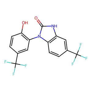 1-(2-hydroxy-5-(trifluoromethyl)phenyl)-5-(trifluoromethyl)-1H-benzo[d]imidazol-2(3H)-one structure