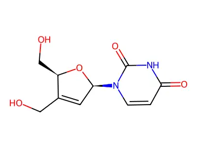 2',3'-Didehydro-2',3'-dideoxy-3'-(hydroxymethyl)uridine structure