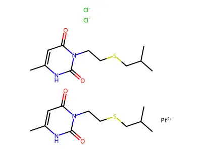 (Bis(3-isobutylthioethyl)-6-methyluracil)-cis-dichloroplatinum structure