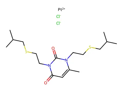 (1,3-Bis(isobutylthioethyl)-6-methyluracil)-cis-dichloroplatinum structure
