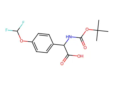 2-((Tert-butoxycarbonyl)amino)-2-(4-(difluoromethoxy)phenyl)acetic acid structure