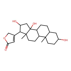 3,14,16-Trihydroxycard-20(22)-enolide structure