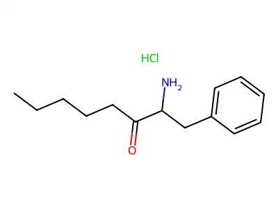 2-Amino-1-phenyloctan-3-one--hydrogen chloride (1/1) structure