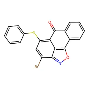 3-bromo-5-(phenylthio)-6H-anthra[1,9-cd]isoxazol-6-one structure