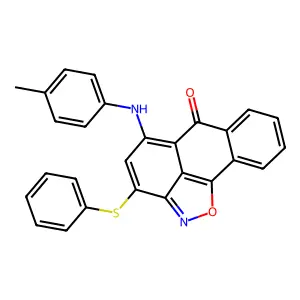 3-(phenylthio)-5-(p-tolylamino)-6H-anthra[1,9-cd]isoxazol-6-one structure