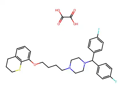 8-((4-Bis(4-fluorophenyl)methylpiperazin-1-yl)butyl)oxythiochroman oxalate structure