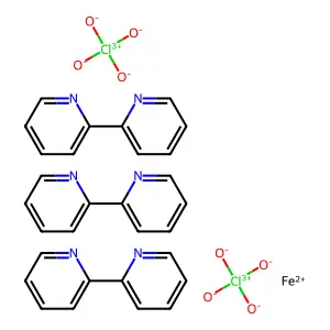Iron(2+), tris(2,2'-bipyridine-kappaN1,kappaN1')-, (OC-6-11)-, perchlorate (1:2) structure