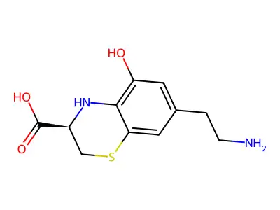 7-(2-Aminoethyl)-3,4-dihydro-5-hydroxy-2H-1,4-benzothiazine-3-carboxylic acid structure