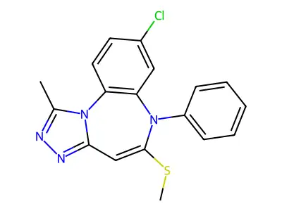 6H-(1,2,4)Triazolo(4,3-a)(1,5)benzodiazepine, 8-chloro-1-methyl-5-(methylthio)-6-phenyl- structure