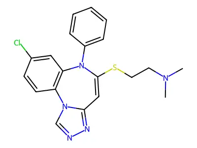 Ethanamine, 2-((8-chloro-6-phenyl-6H-(1,2,4)triazolo(4,3-a)(1,5)benzodiazepin-5-yl)thio)-N,N-dimethyl- structure