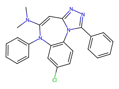 6H-(1,2,4)Triazolo(4,3-a)(1,5)benzodiazepin-5-amine, 8-chloro-N,N-dimethyl-1,6-diphenyl- structure