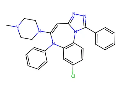 6H-(1,2,4)Triazolo(4,3-a)(1,5)benzodiazepine, 8-chloro-1,6-diphenyl-5-(4-methyl-1-piperazinyl)- structure