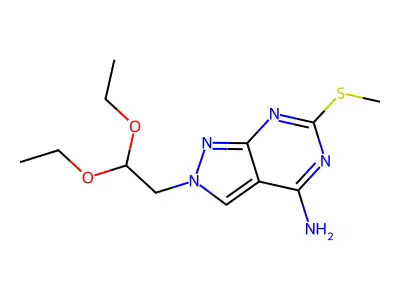 2H-Pyrazolo(3,4-d)pyrimidin-4-amine, 2-(2,2-diethoxyethyl)-6-(methylthio)- structure