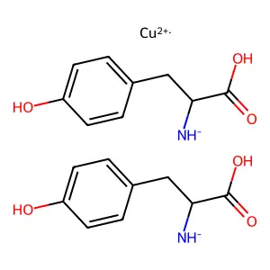 Copper bis([1-carboxy-2-(4-hydroxyphenyl)ethyl]azanide) structure