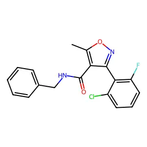 N-benzyl-3-(2-chloro-6-fluorophenyl)-5-methyl-1,2-oxazole-4-carboxamide structure