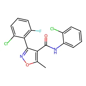 3-(2-chloro-6-fluorophenyl)-N-(2-chlorophenyl)-5-methyl-1,2-oxazole-4-carboxamide structure