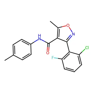 3-(2-chloro-6-fluorophenyl)-5-methyl-N-(4-methylphenyl)-1,2-oxazole-4-carboxamide structure