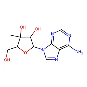 5-(6-amino-9H-purin-9-yl)-2-(hydroxymethyl)-3-methyloxolane-3,4-diol structure