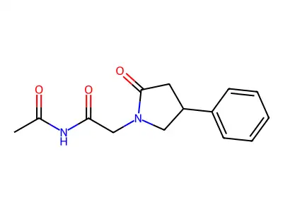 1-Pyrrolidineacetamide, N-acetyl-2-oxo-4-phenyl- structure