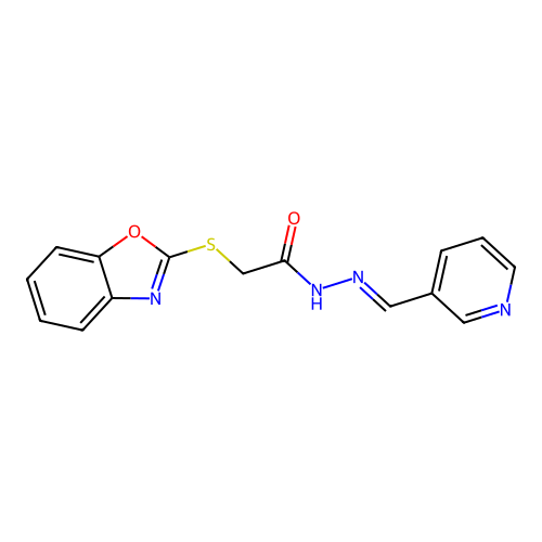 2-(1,3-benzoxazol-2-ylsulfanyl)-N'-[(E)-pyridin-3-ylmethylidene]acetohydrazide structure