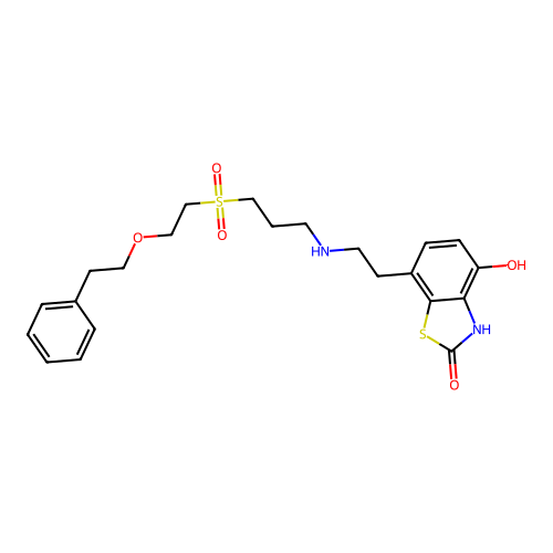 4-Hydroxy-7-[2-[[3-[[2-(2-phenylethoxy)ethyl]sulfonyl]propyl]amino]ethyl]-2(3H)-benzothiazolone structure