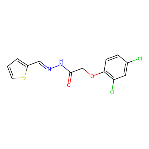 2-(2,4-dichlorophenoxy)-N'-(2-thienylmethylene)acetohydrazide structure