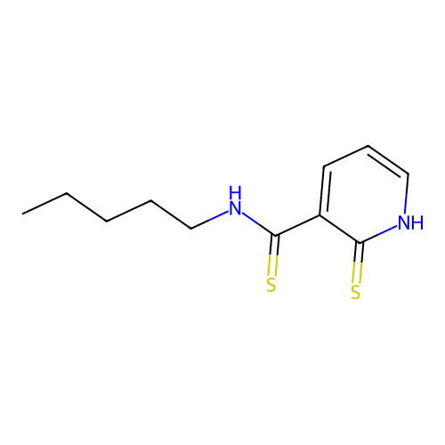 N-pentyl-2-sulfanyl-pyridine-3-carbothioamide structure