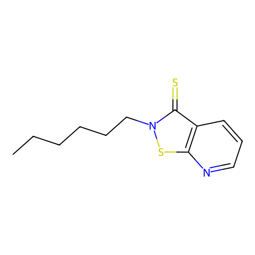 2-Hexylisothiazolo[5,4-b]pyridine-3-thione structure